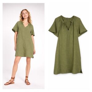 Old Navy Gauze Cotton Dress Small  Bohemian Beachy Coastal Army Green Cottage